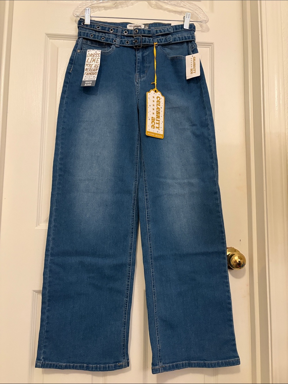 High-Rise Wide-Leg Jeans with Belt